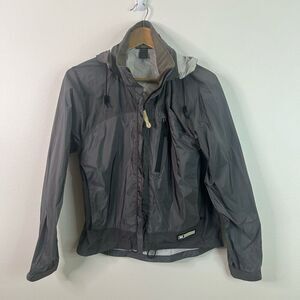 REI Women’s Small Gray Ripstop Nylon Hooded Windbreaker Jacket Full Zip Outdoor